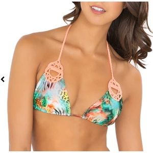 Luli Famq Miami Nice Crochet Cut Out Triangle Top - Size Small